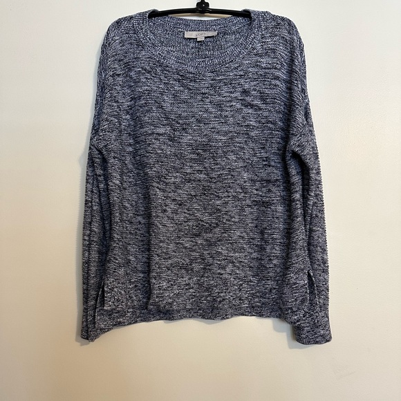 LOFT Sweaters - LOFT Black and White Crew Neck Cotton Knit Sweater, Size L